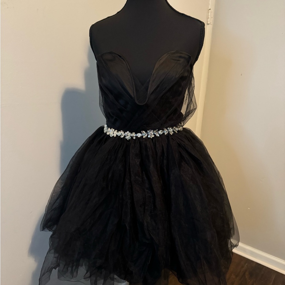 Fashion Nova Strapless Black Tulle Dress